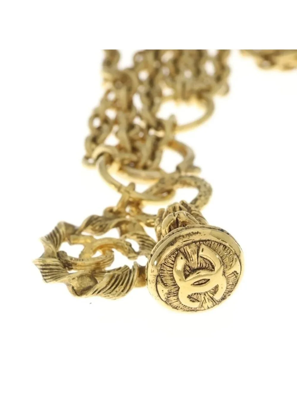 Chanel Vintage CC Logo Bell Pendant Chain Gold